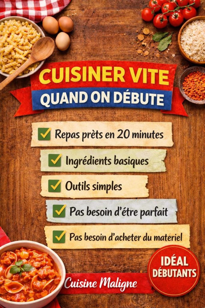 cuisiner vite débutant, astuces cuisine maligne