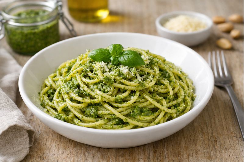 pâtes au pesto économique maison