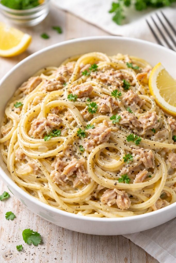 Pâtes crémeuses au thon, recette économique et rapide
