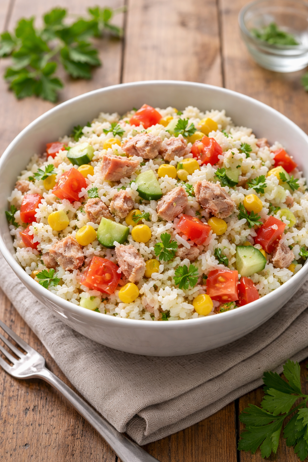Salade de riz complète économique, facile, rapide